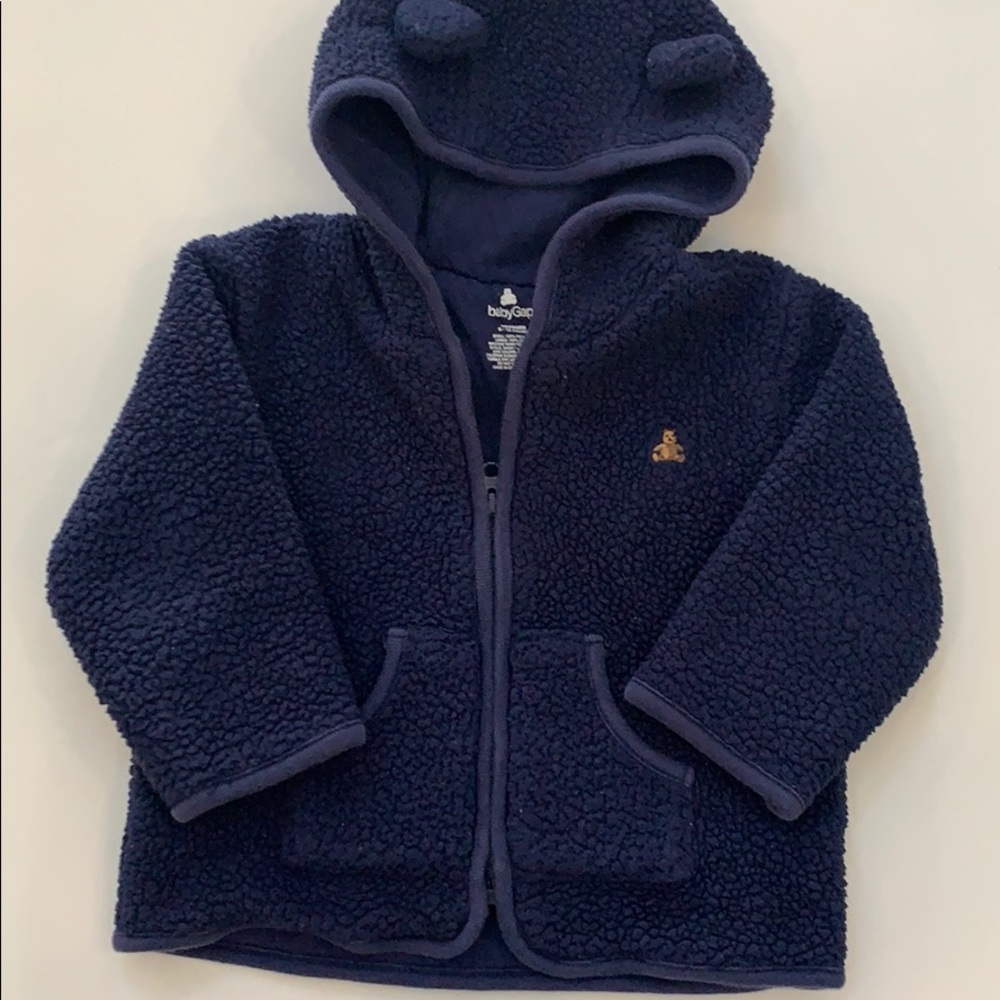 Baby Gap 6-12M Navy Sherpa Jacket with Hood